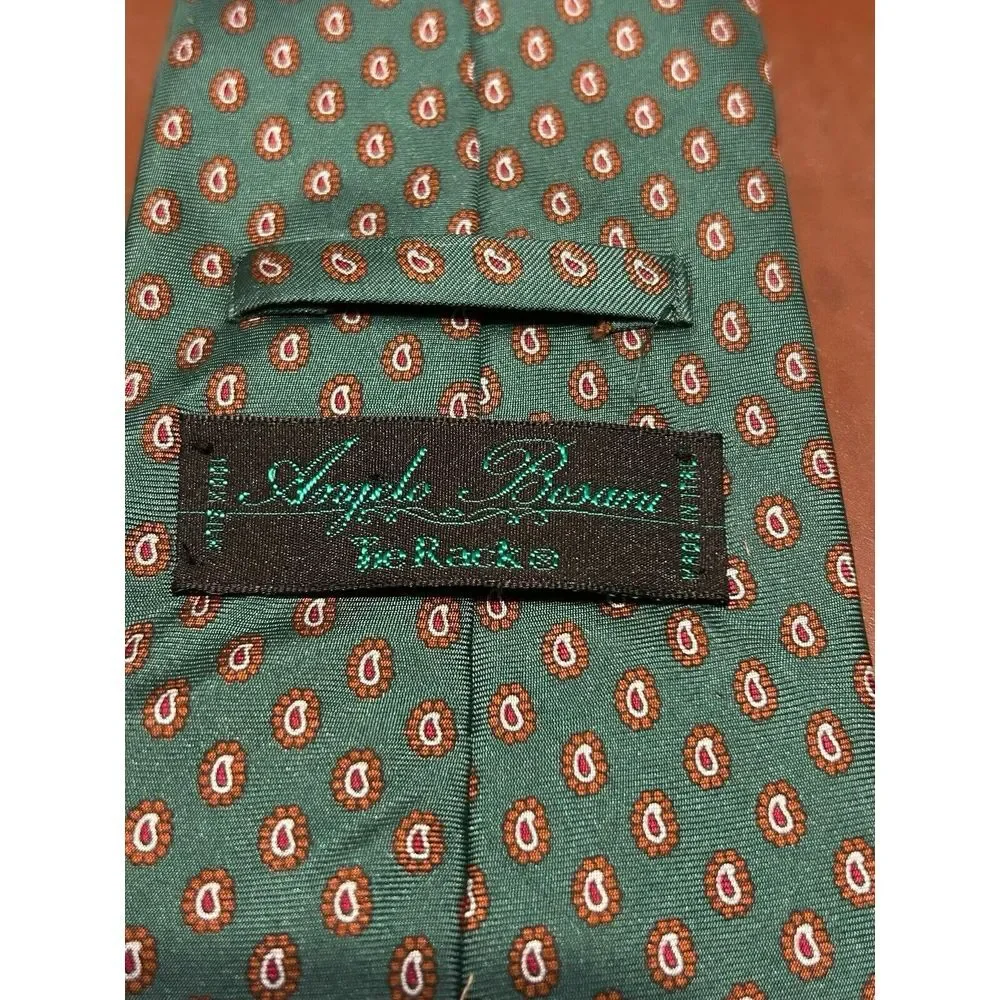 Angelo Bosani TieRacks Men's Turquoise 100% Silk Tie Paisley‎ Necktie USA Made